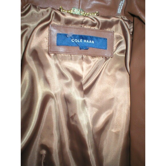 New Womens S Light Brown Soft Cole Haan Leather Jacket Italian Leather Lined - Picture 10 of 12